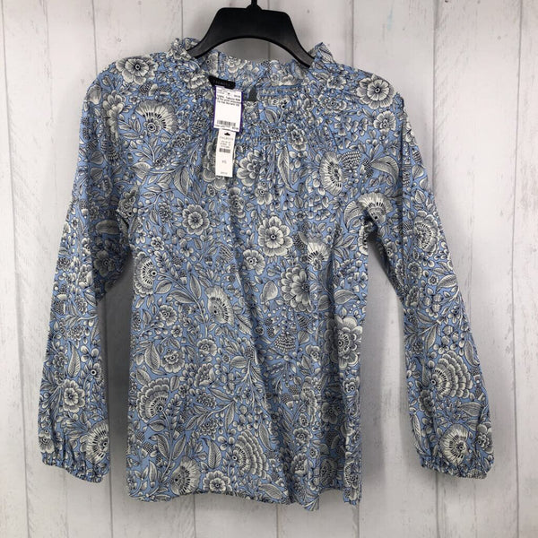 R89 XS Flo print smocked l/s top