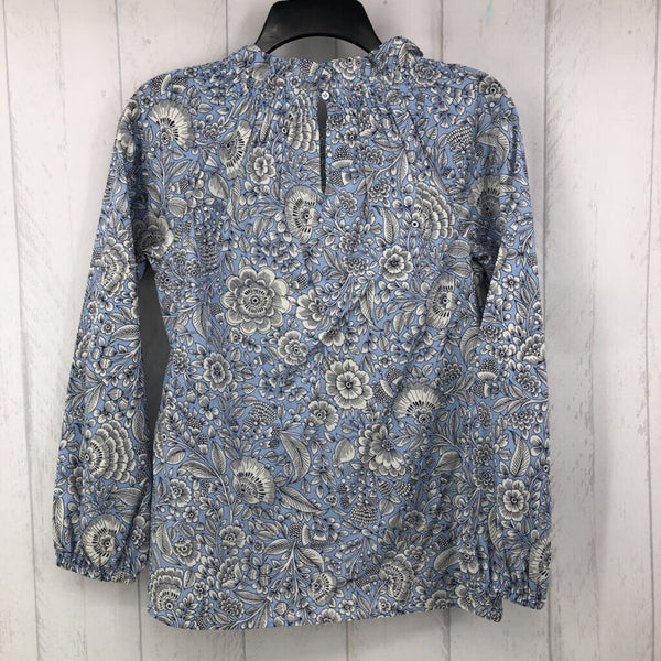 R89 XS Flo print smocked l/s top