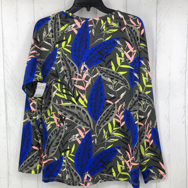 XL Tropical print l/s top