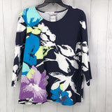 R35 XL Flo print 3/4 slv top