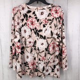 XL Flo print pleated front 3/4 slv top