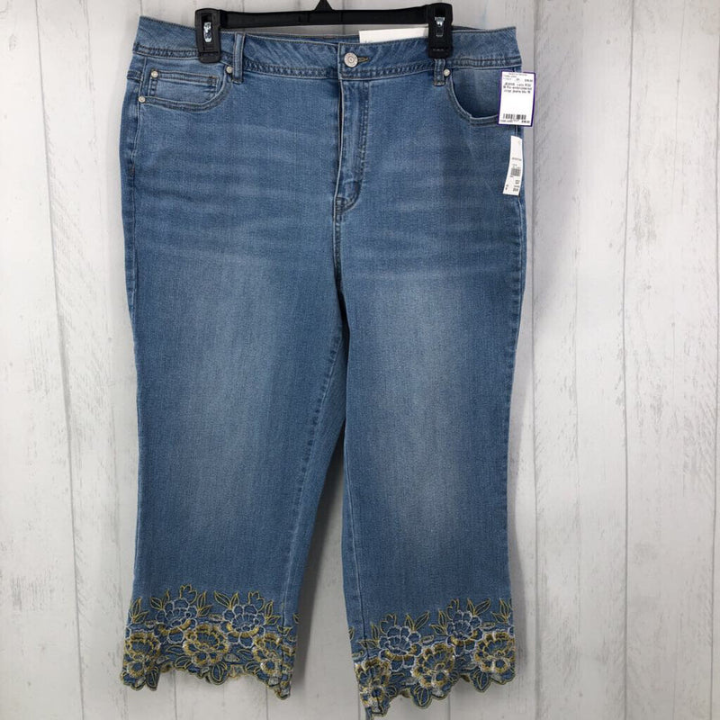 R30 16 Flo embroidered crop jeans