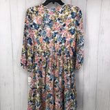 6 Flo print v-neck 3/4 slv dress