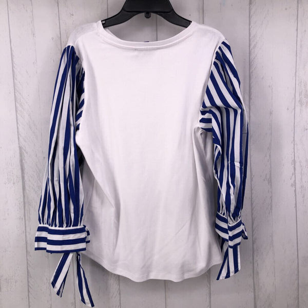 L Striped slv top