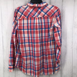 S Plaid 1/2 button down l/s top