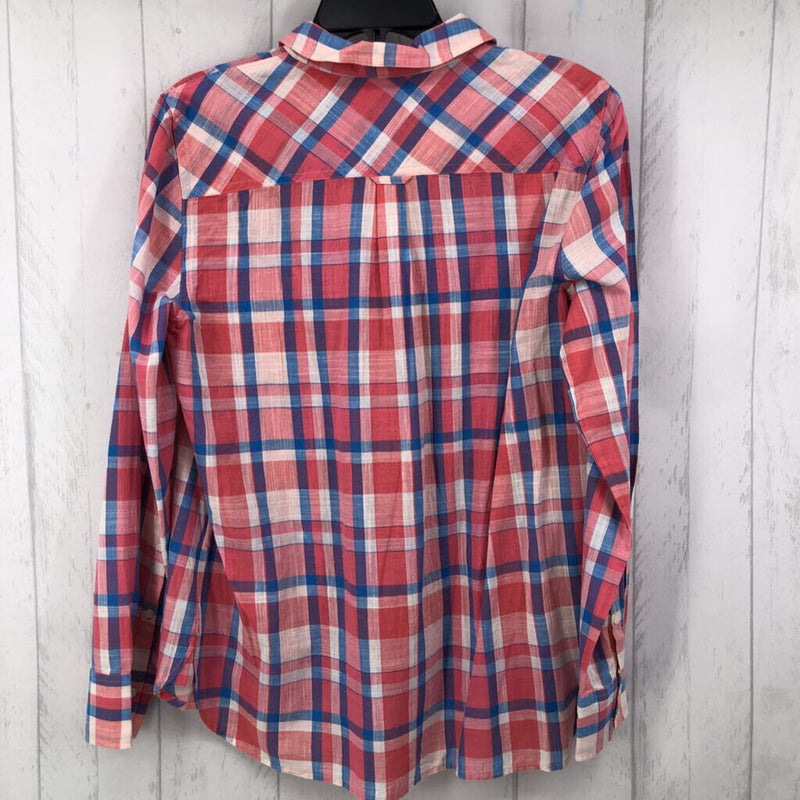 S Plaid 1/2 button down l/s top