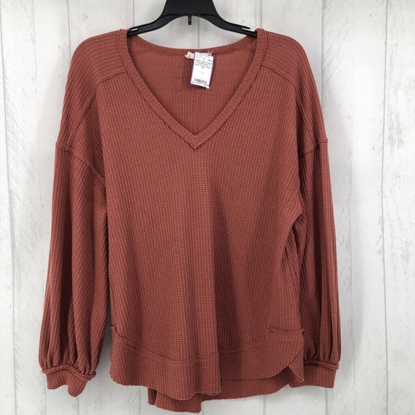 M Waffle-knit v-neck l/s top