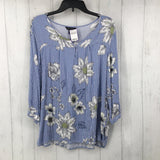 XL striped/flo print l/s top