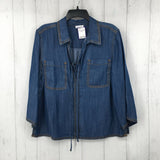 L 3/4 slv denim top