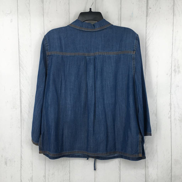 L 3/4 slv denim top