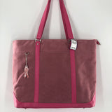 pink ribbon suede laptop tote