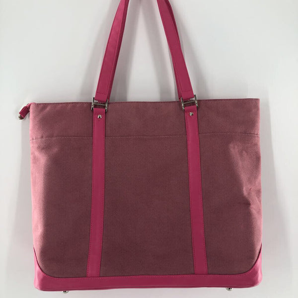 pink ribbon suede laptop tote