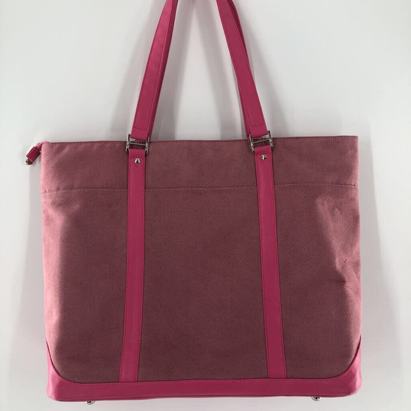 pink ribbon suede laptop tote