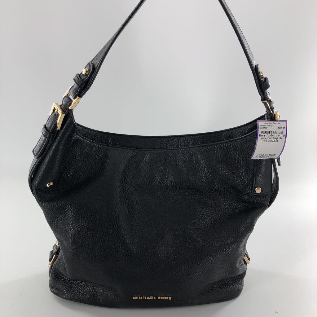 footed zip top shoulder bag