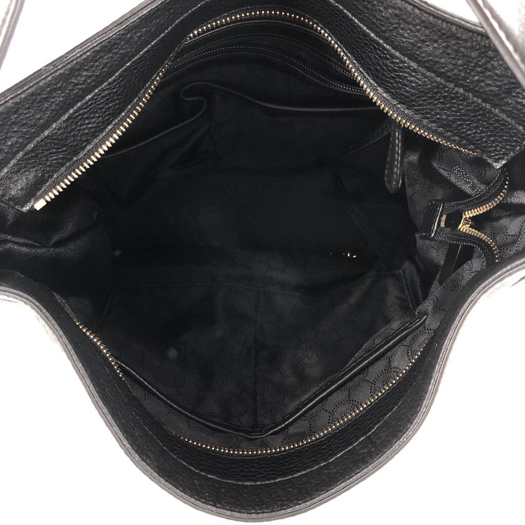 footed zip top shoulder bag