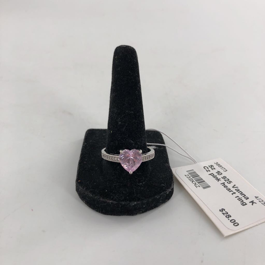 Sz 10 925 Vanna K Cz pink heart ring