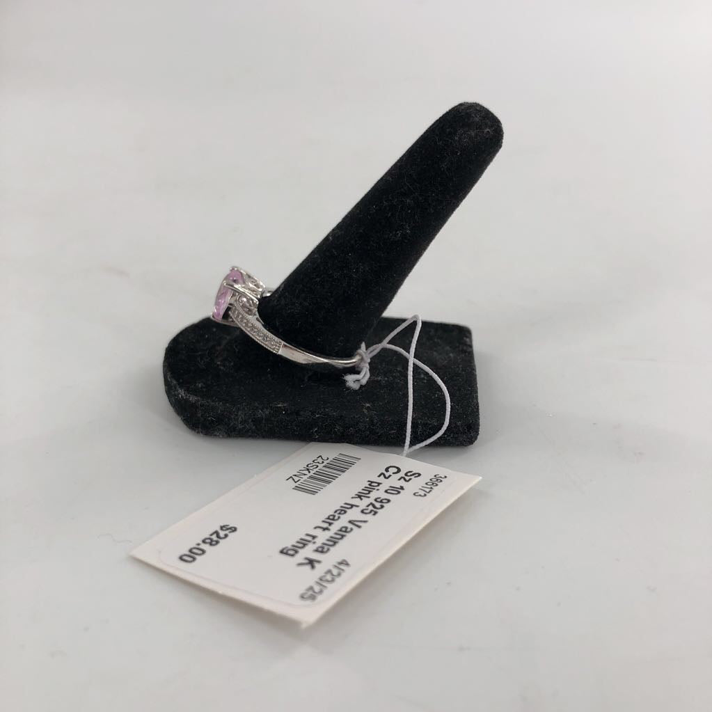 Sz 10 925 Vanna K Cz pink heart ring