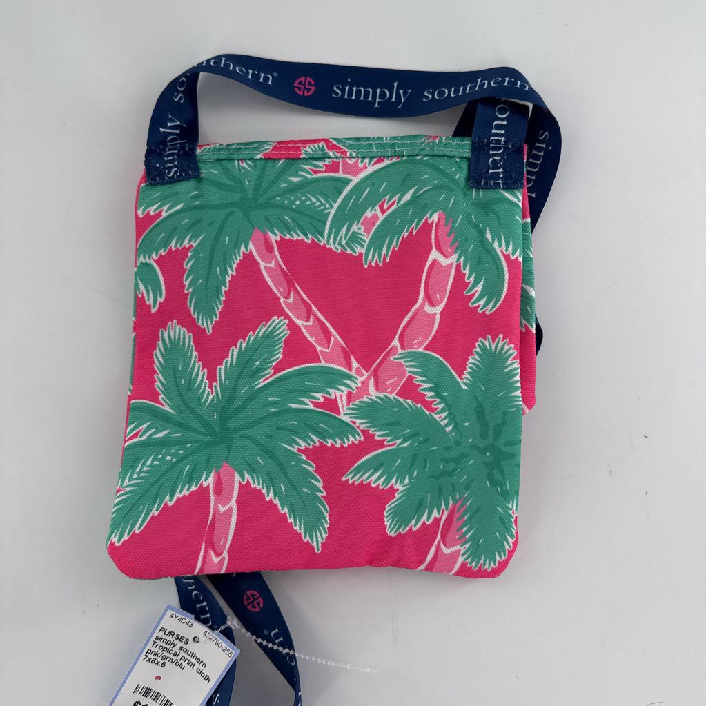 Tropical print cloth crossbody pouch