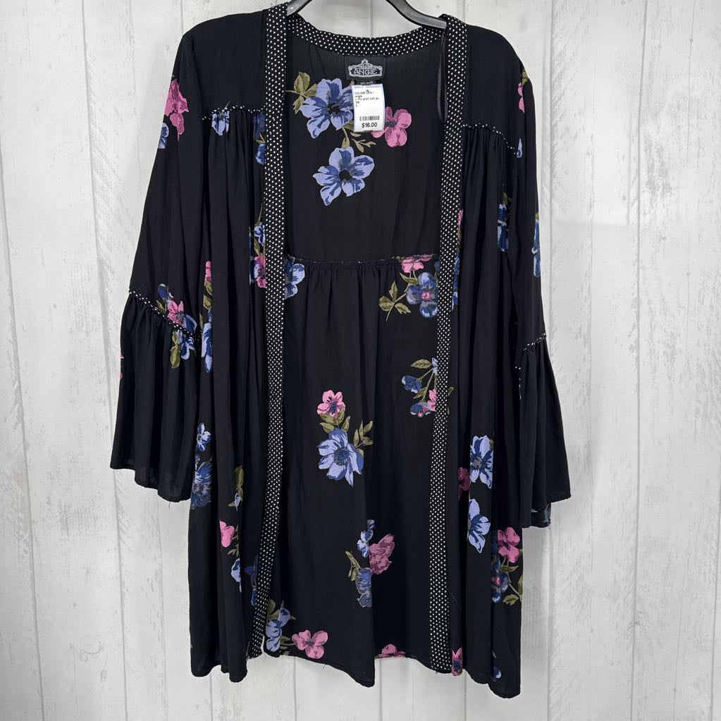 L Flo print bell slv cardi