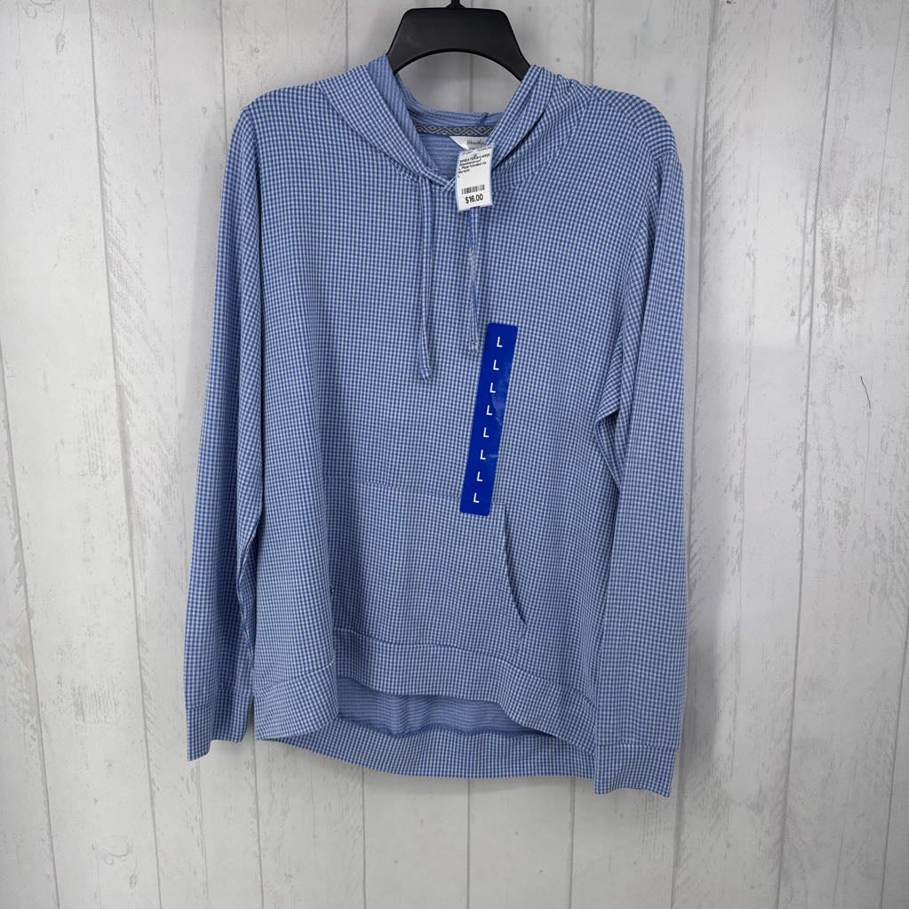 L Plaid hooded l/s pullover