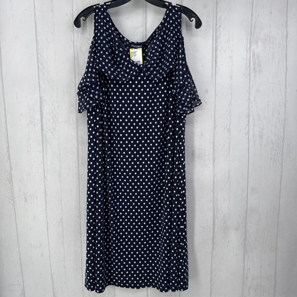 2x s/s cold shoulder polka dot dress