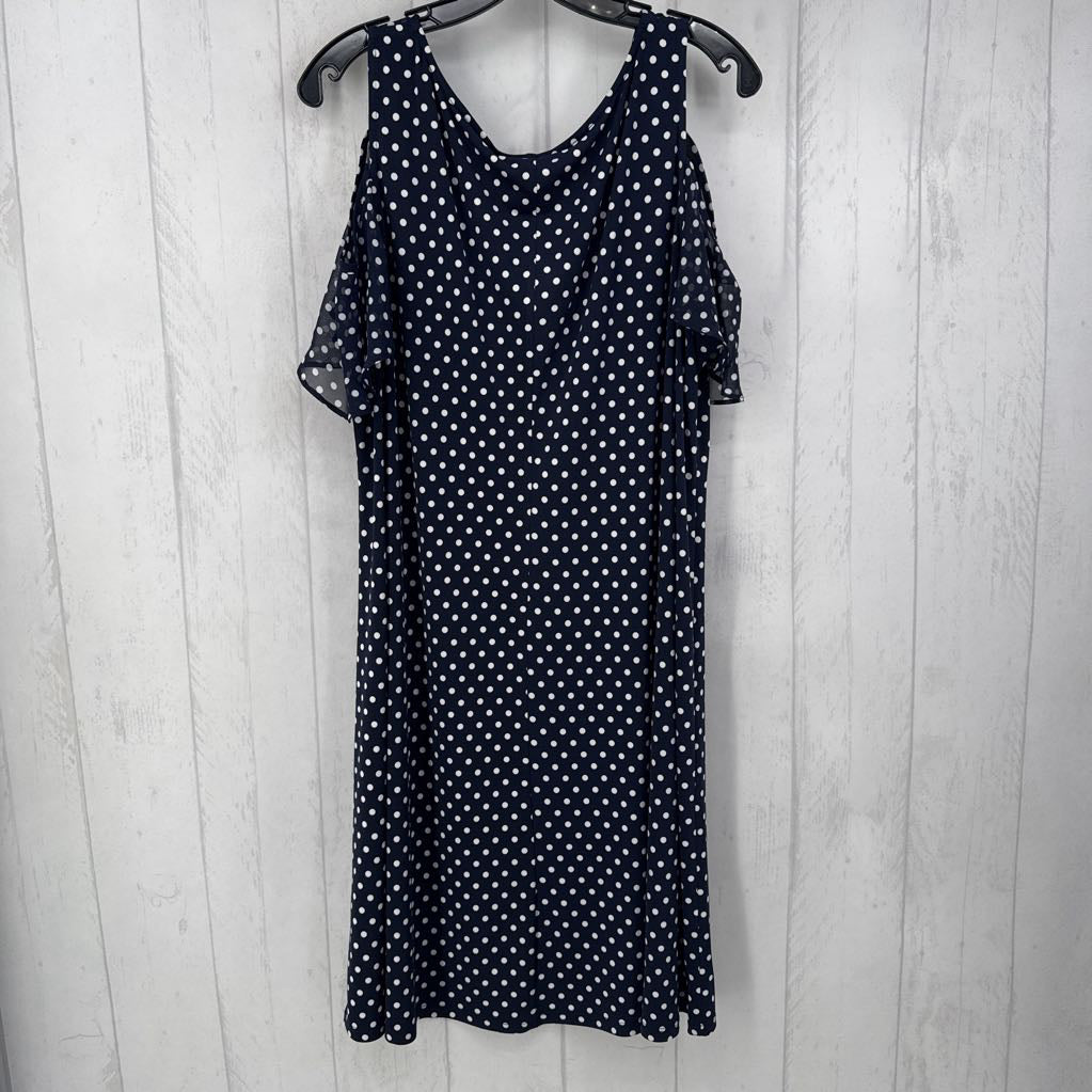 2x s/s cold shoulder polka dot dress