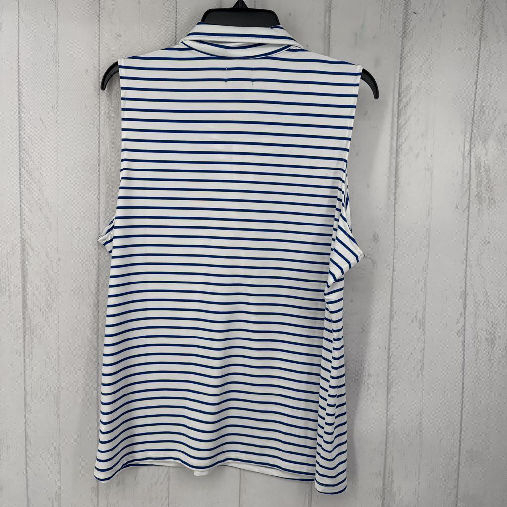 XL Striped 1/2 button down slvls polo