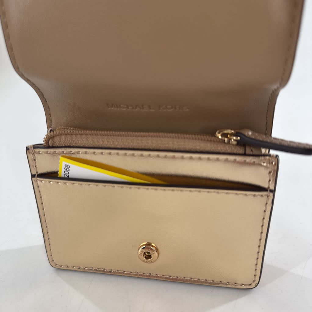 metallic bi-fold wallet