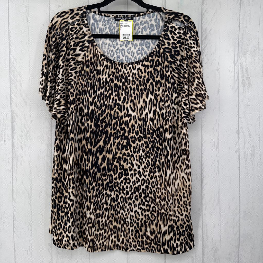 1x s/s animal print top