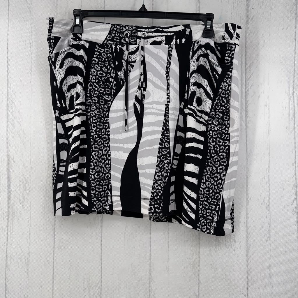 L 2pc s/s mixed media top & skort set