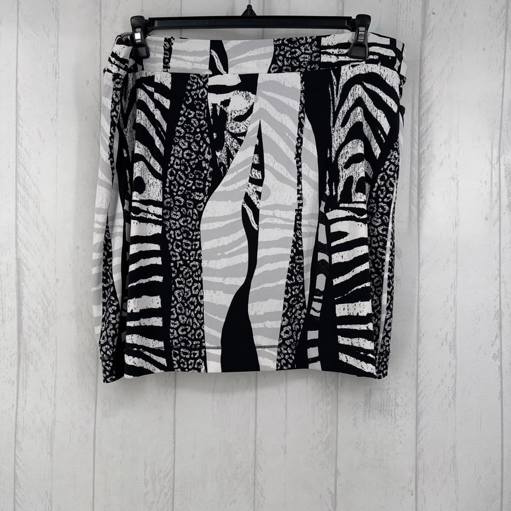 L 2pc s/s mixed media top & skort set