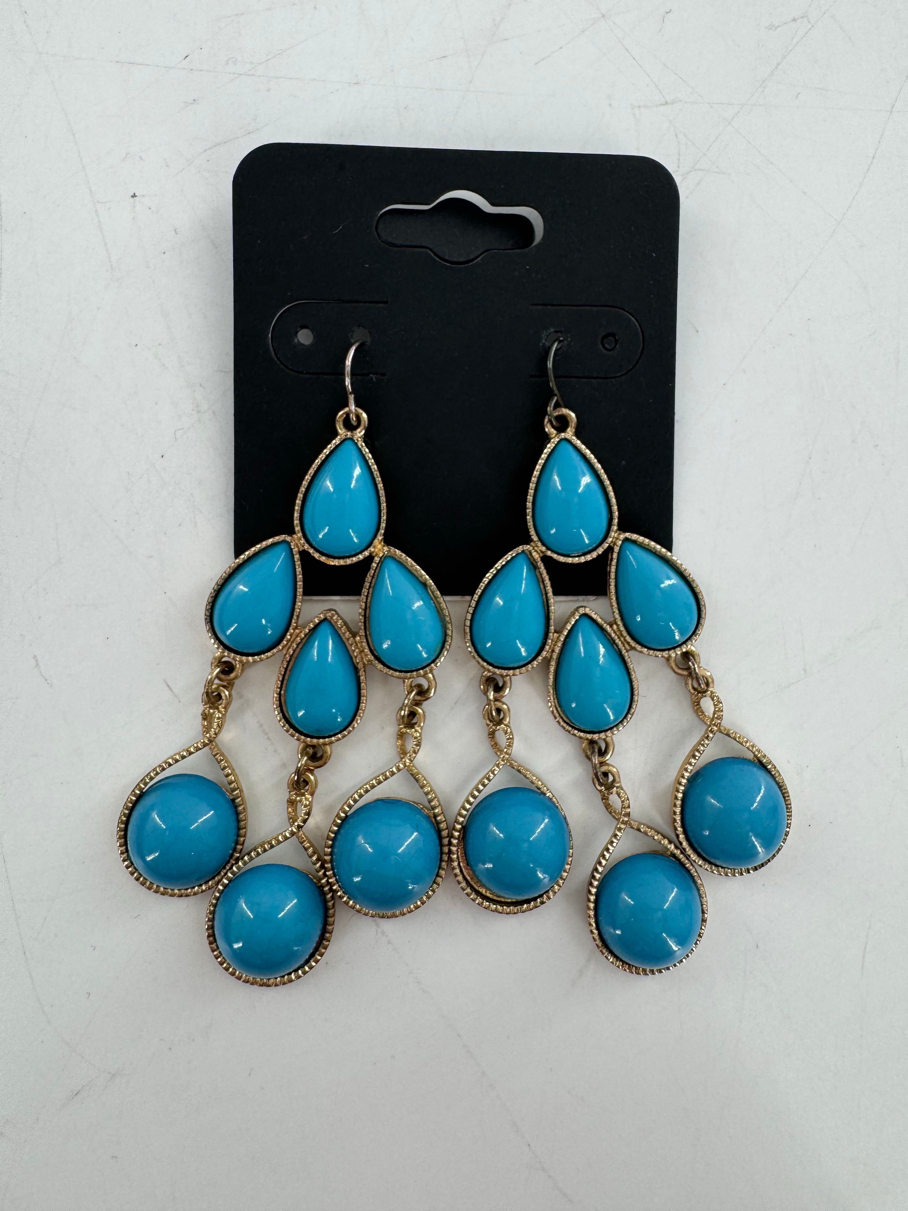 turq stone chandelier earrings