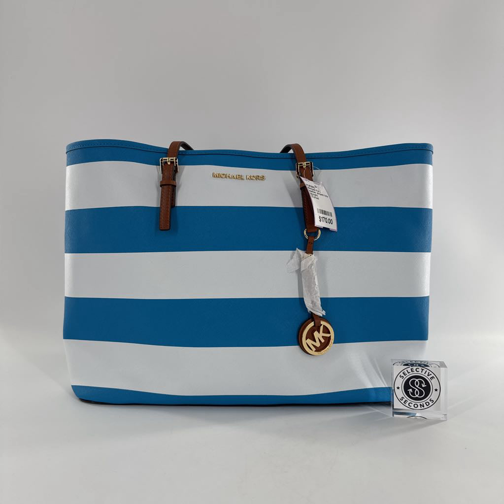 leather striped tote