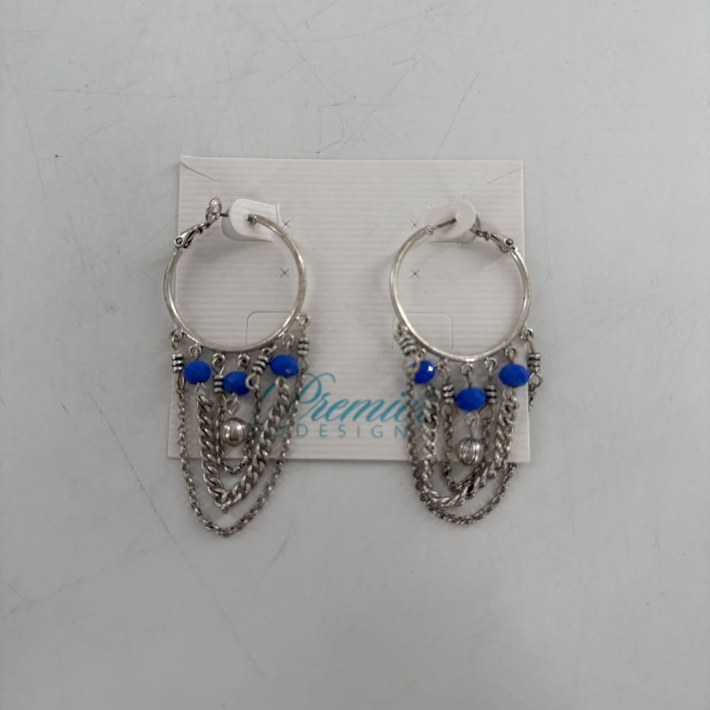 silver & blue dangle earrings