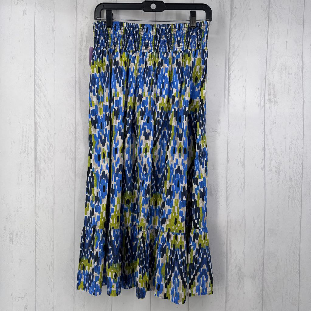 M smocked waist printed maxi skirt