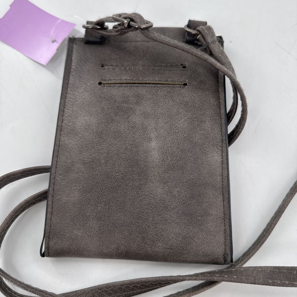 leather cutout embelished phone holder crossbody