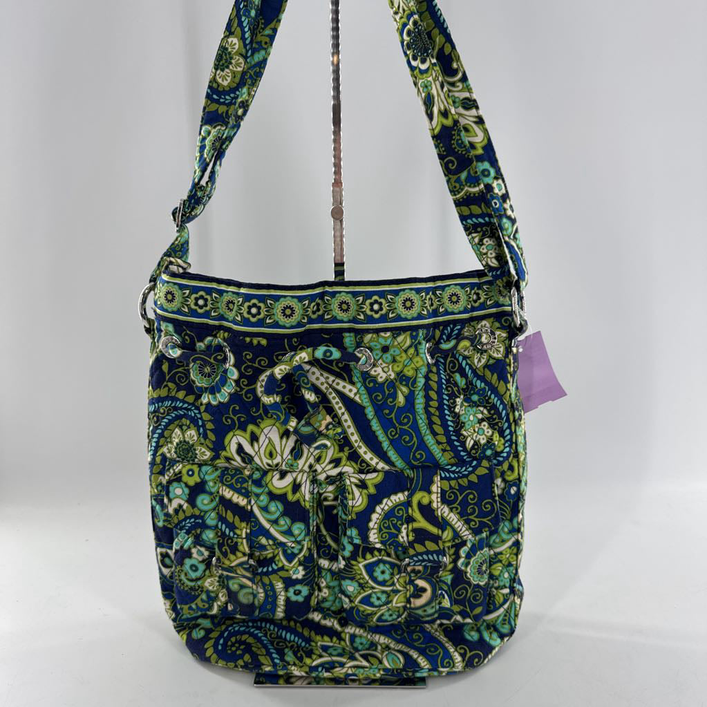 drawstring floral quilted bucket crossbody