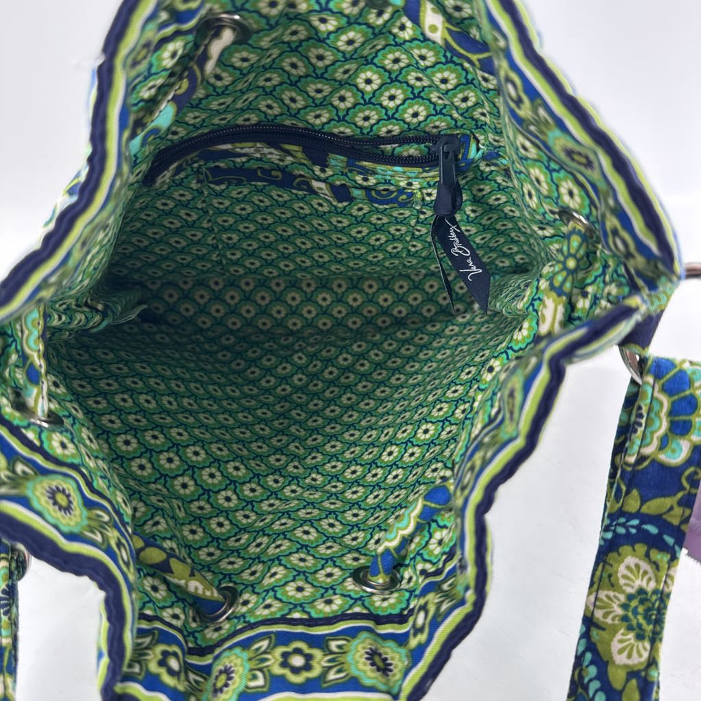 drawstring floral quilted bucket crossbody