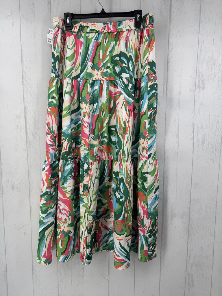 XL printed tiered skirt