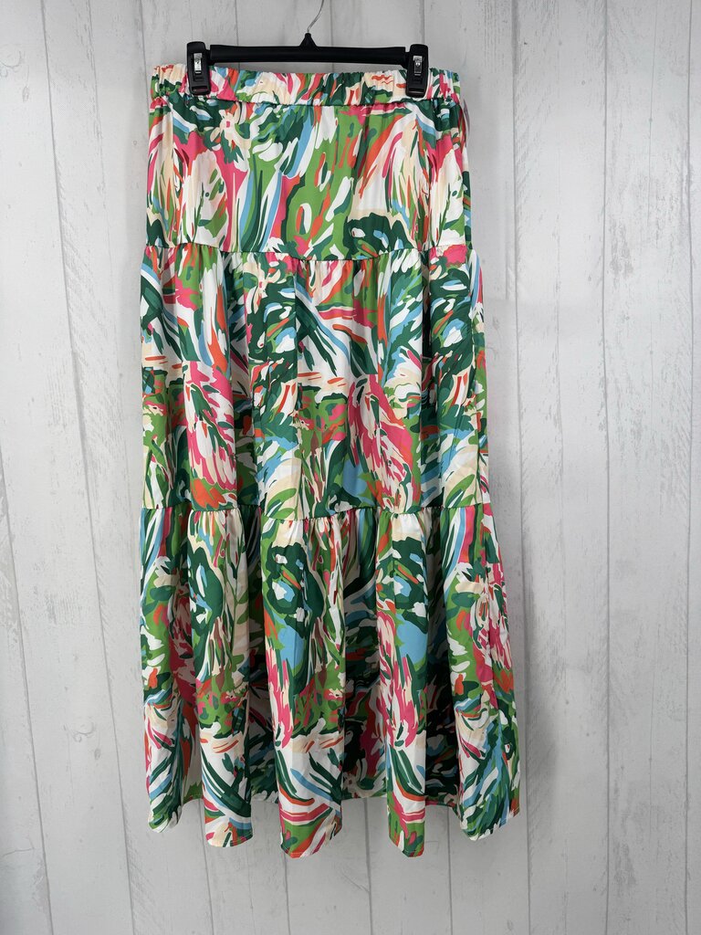 XL printed tiered skirt