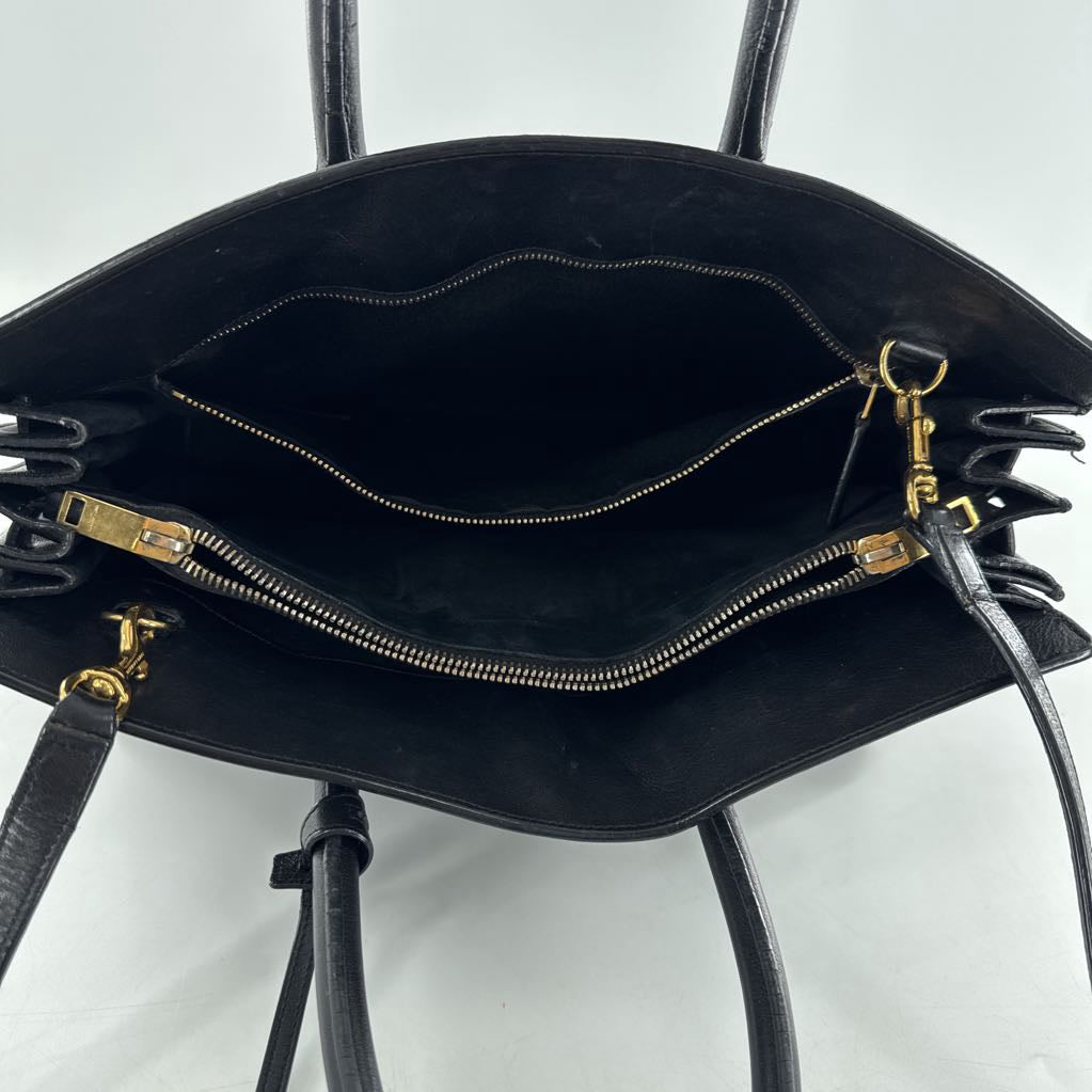 dual handle zip middle compartment satchel