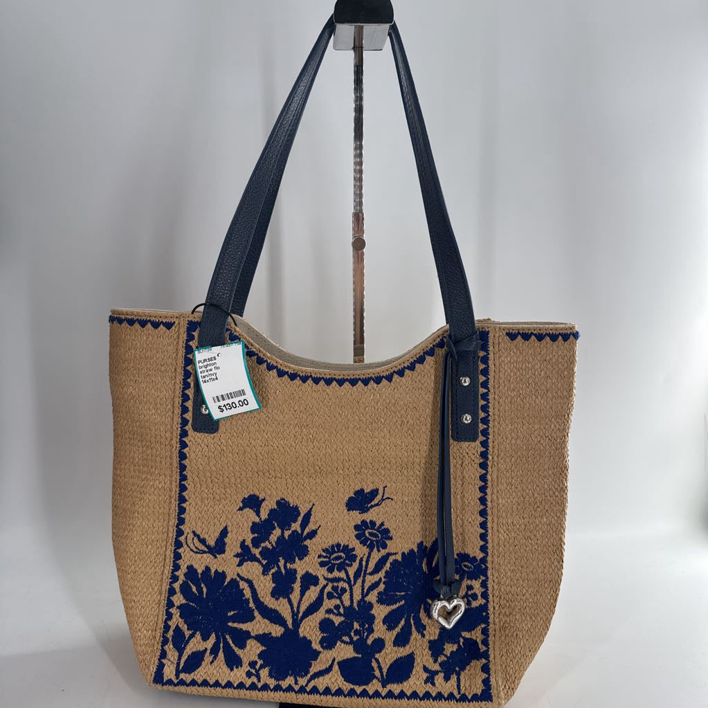 straw flo embroidered purse