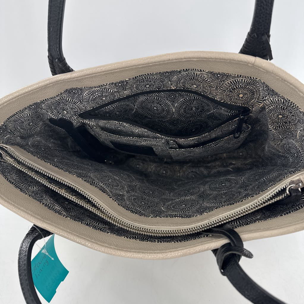 colorblock leather satchel