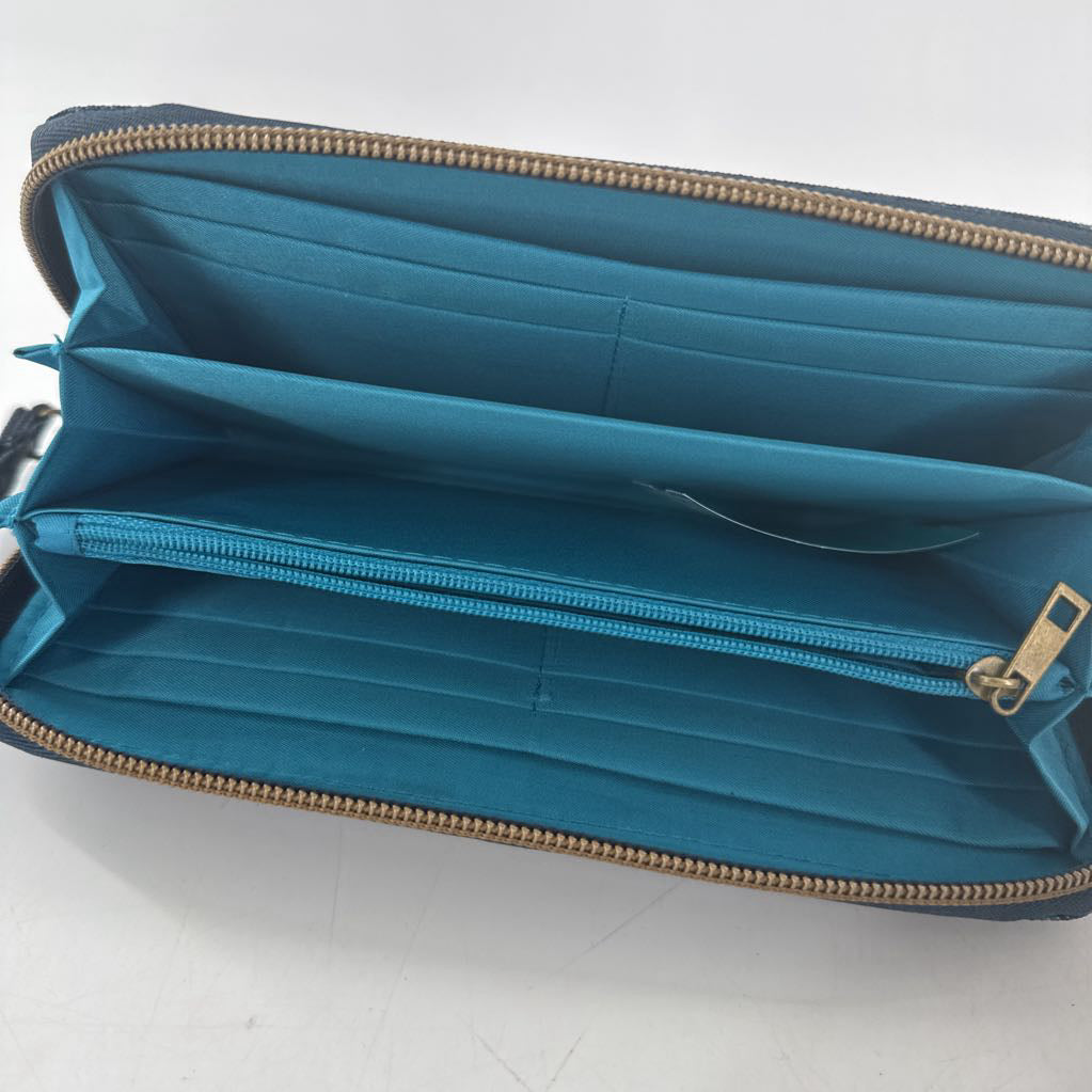 flo print nylon zip around wallet