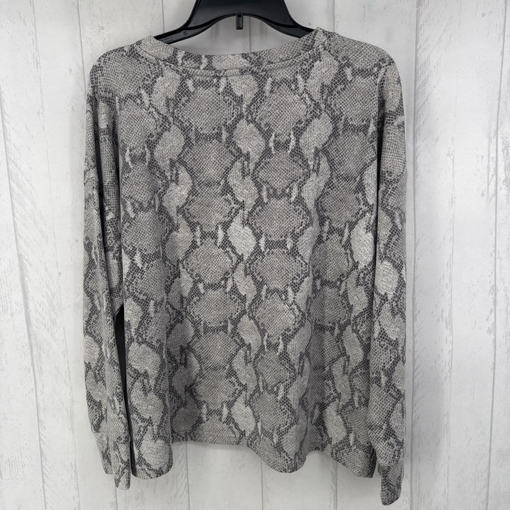 L snakeskin print l/s top