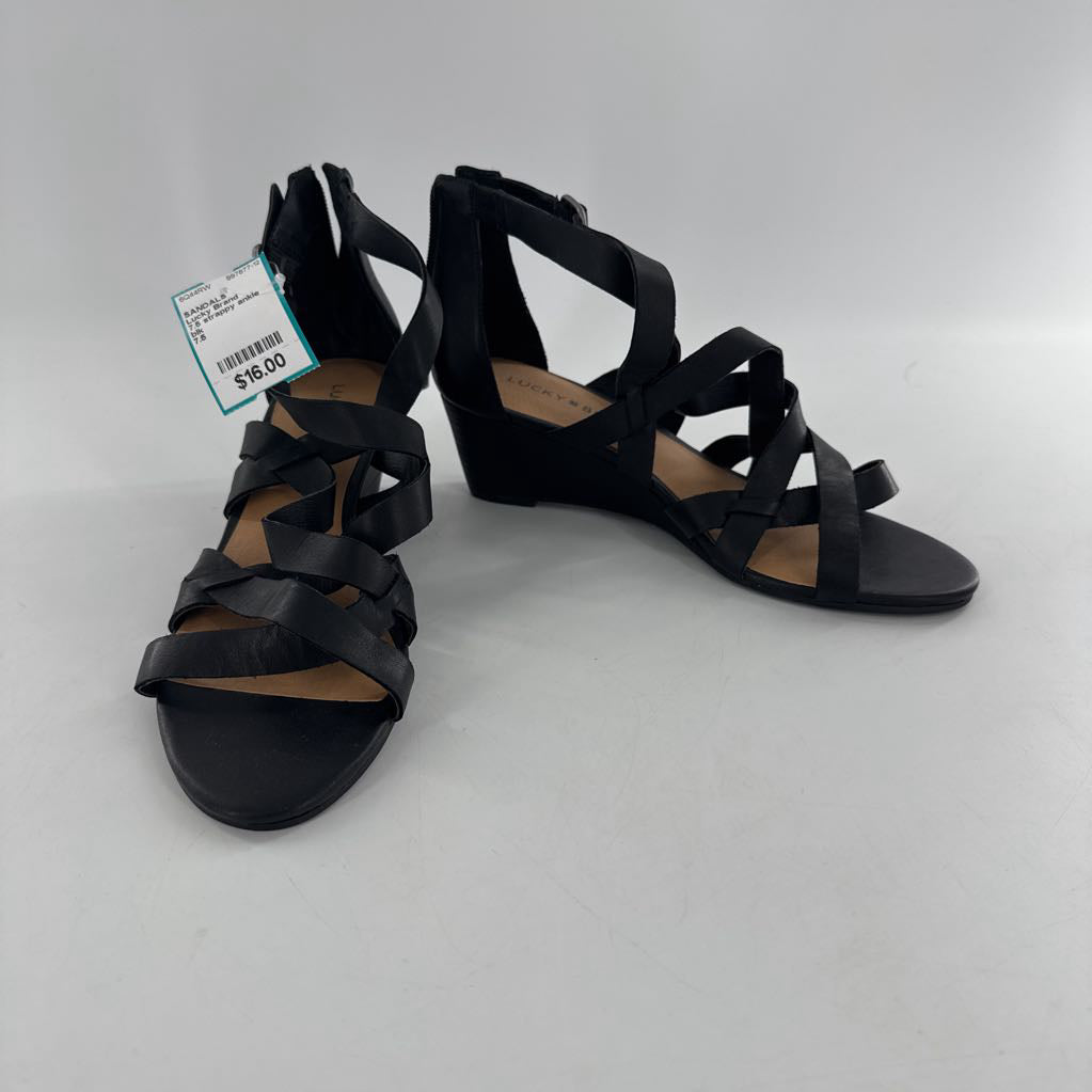 7.5 strappy ankle zip wedge heel sandal