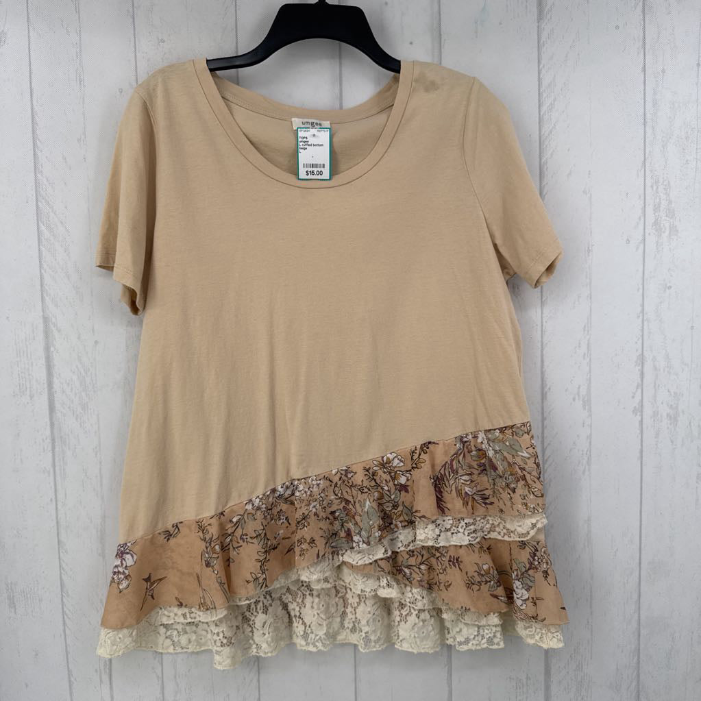 L ruffled bottom s/s tee