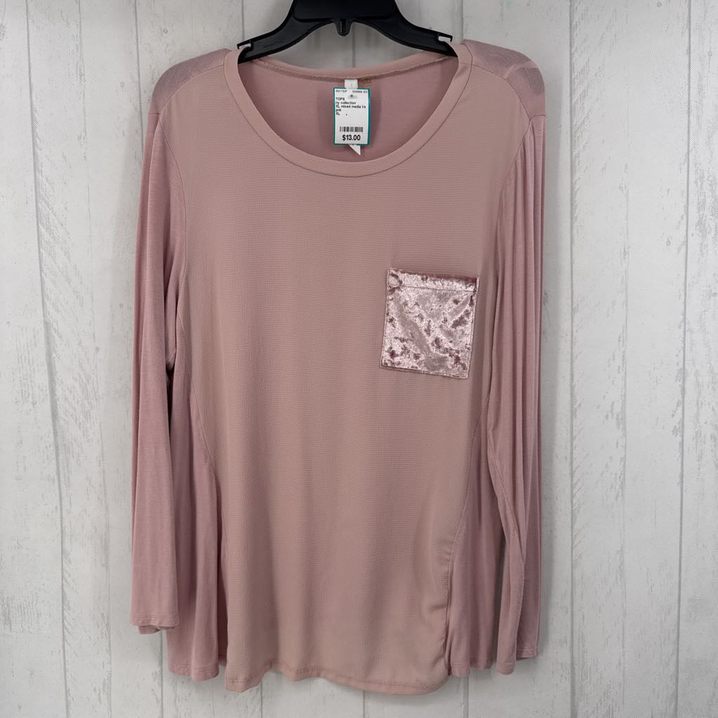 XL mixed media l/s top