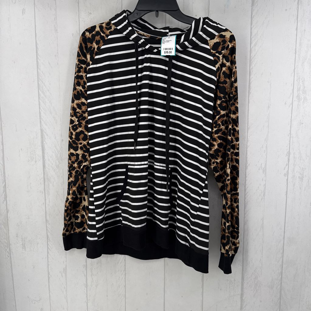 L/XL striped & animal print l/s pullover