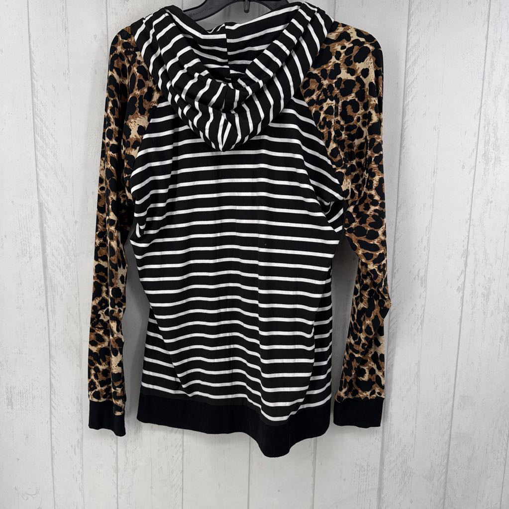 L/XL striped & animal print l/s pullover